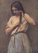 Jean Baptiste Camille  Corot Jeune fille a sa toilette (mk11) oil painting reproduction